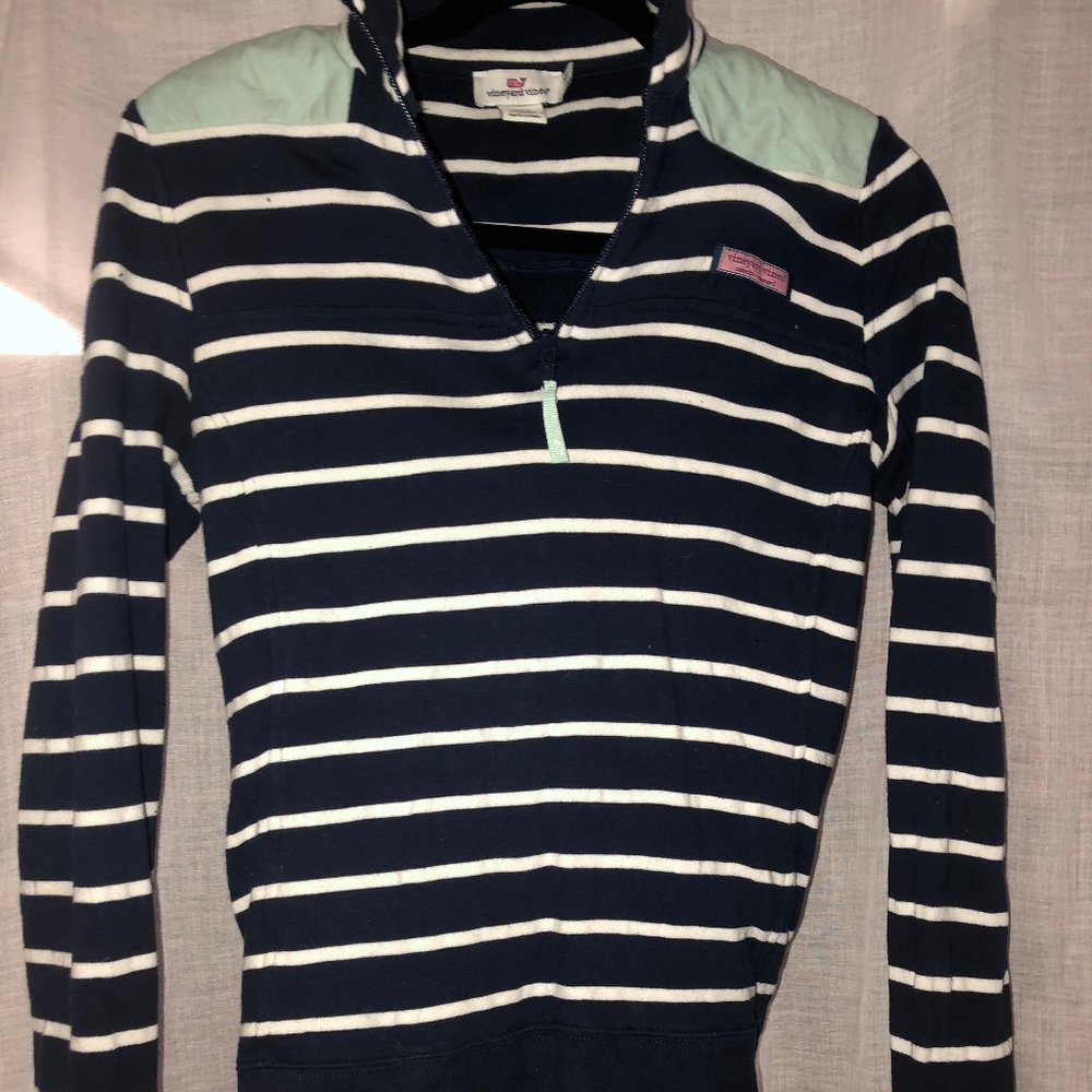Vineyard Vines Navy and White Striped Zip Up